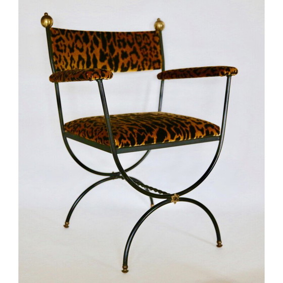 Image 1 of Vintage Curule Seat in Leopardo Silk Velvet 1960s