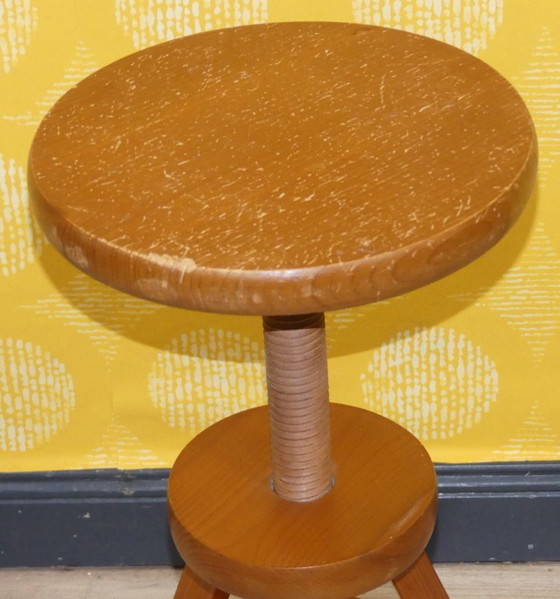 Image 1 of Vintage screw stool, swivel stool, studio stool, piano stool, height adjustable, rotatable, heavy, stable, min. 46cm Ø30/37