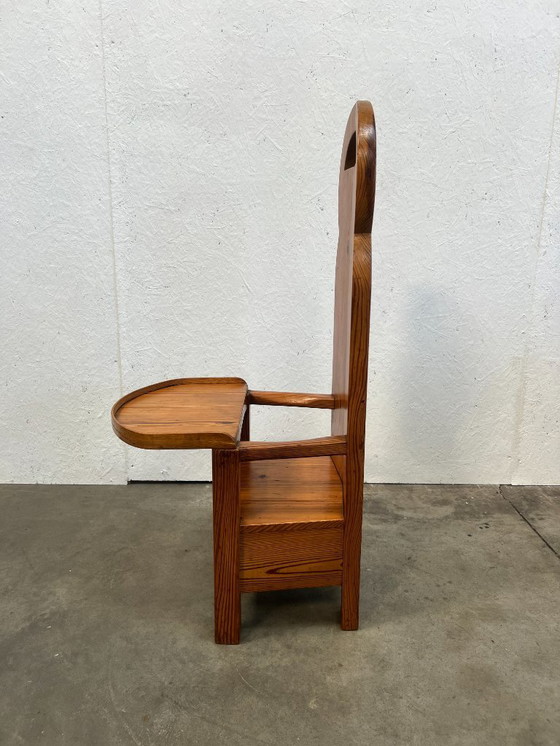 Image 1 of Vintage High Chair, Brutalist, Pine Wood 1970s