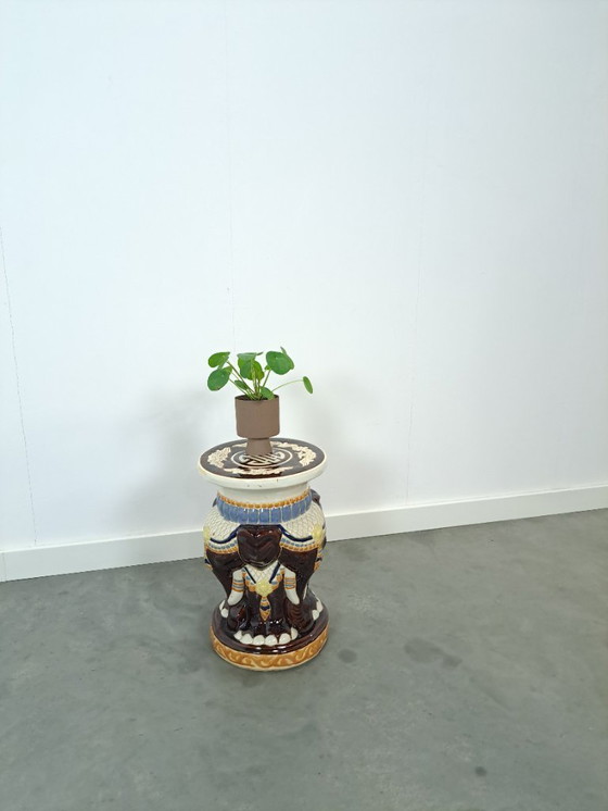 Image 1 of Tavolo rotondo in porcellana a forma di elefante, tavolo vintage