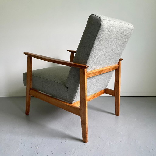 Vintage Grey Green Club Armchair: 1970s Mid Century Modern Furniture