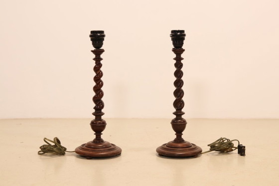 Set di due lampade da tavolo in legno tornito 'Barley twist' (photo 8 of 8)