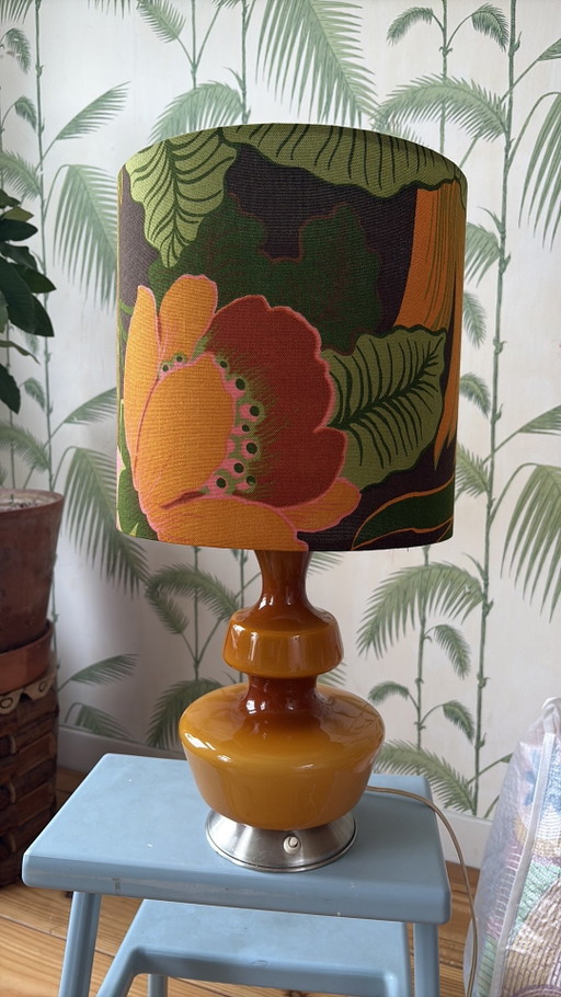 The Rupel / Holmegaard vintage table lamp – tafellampen, Glass, Metal