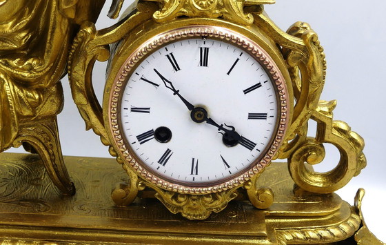 Image 1 of Orologio da mantello a pendolo francese vintage antico 1850-1900 Medaille de Bronze