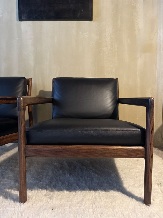 Image 1 of 2x Etnicraft Jack fauteuil zwart leer