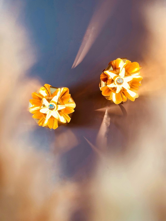 Image 1 of Set of Florentine Hollywood Regency leaf lamps