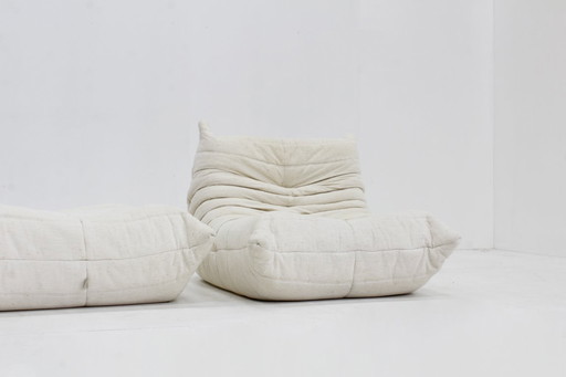 Vintage Togo armchair with ottoman 1980s Michel Ducaroy Ligne Roset