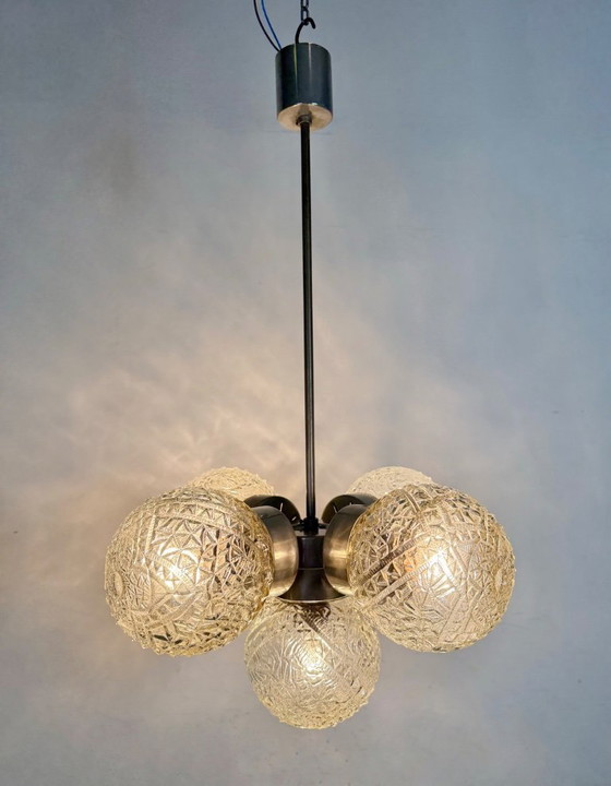 Image 1 of Lampadario vintage in vetro tagliato di Kamenický Šenov, anni '60