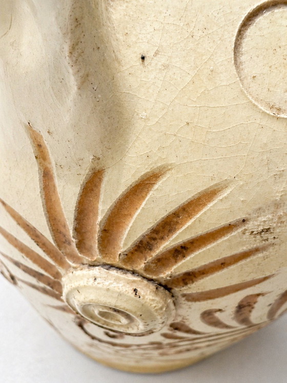 Image 1 of Vintage Italiaanse keramische vaas uit de jaren 1950/60 - Archaïsche griffioenversiering - W.1180