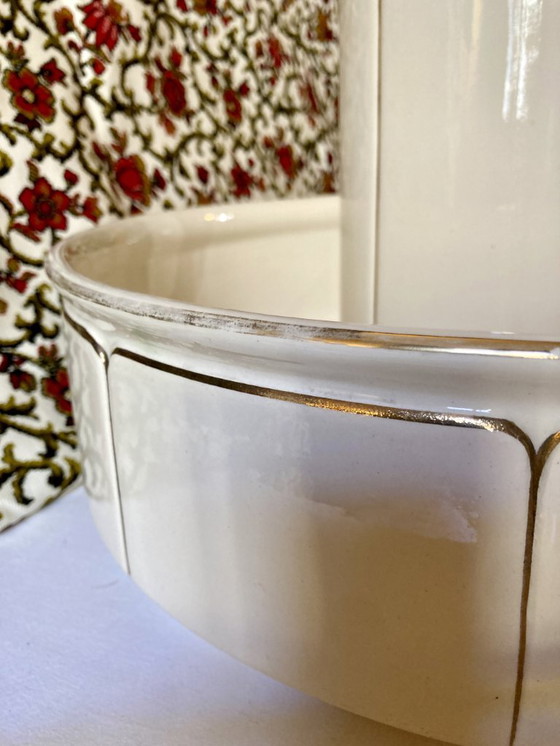 Image 1 of Sarreguemines earthenware washbasin and jug