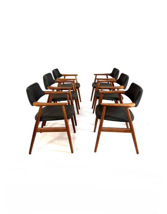 6x GM11 restaurées, Glostrup Møbelfabrik ‘60 – Chaises de salle à manger, Wood, Wool (photo 3 of 15)