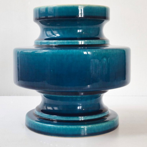 Vintage German vase from 1960 in blue ceramic by Cari Zalloni for Steuler 60s