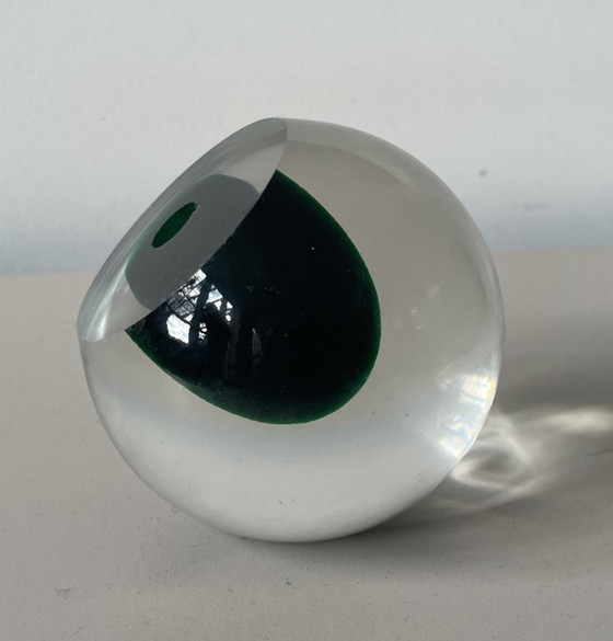 Image 1 of Murano - Vintage handgeblazen donkergroen glasobject