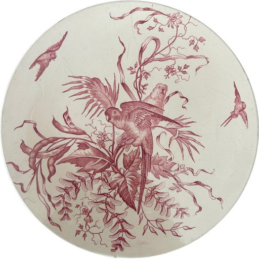 Plat Congo vintage à décor d'oiseaux pour Longchamp, 1950