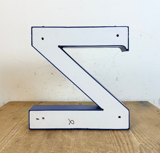 Image 1 of Vintage Blue Iron Facade Letter Z, 1970s