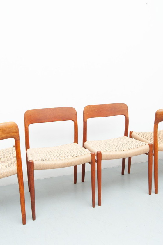 Image 1 of 6x dining chairs model 75 made of teak by Niels Otto Møller for J. L. Møller Møbelfabrik (1950s)