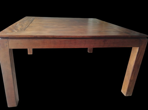 Country table, solid wood, square