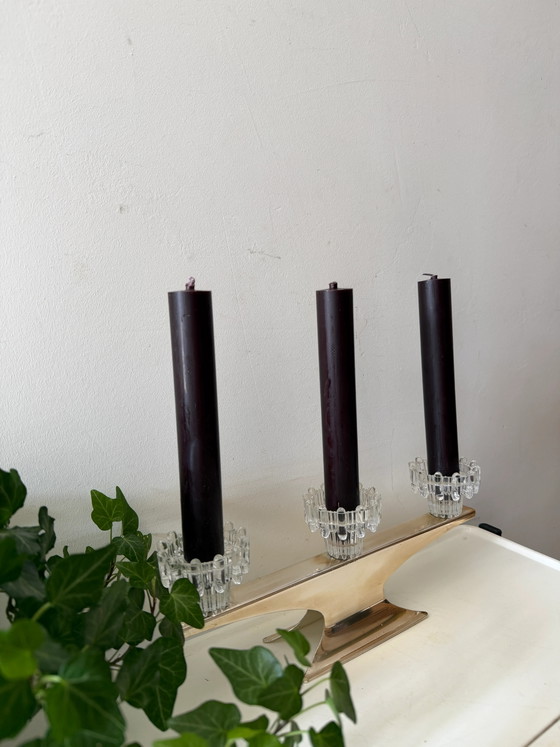 Candelabro Mid Century – Portavelas, Metal, Glass, Mid Century Modern (photo 2 of 5)