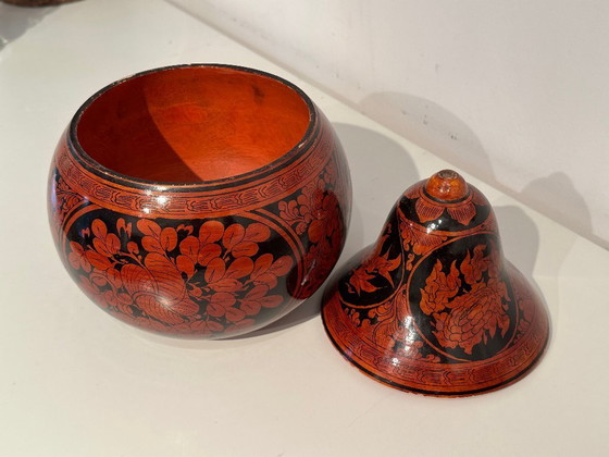 Image 1 of Burmese lacquerware bowl and pot