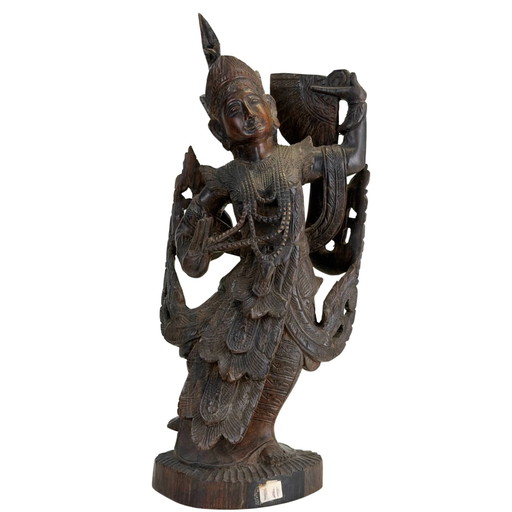 Kinnari antiguo, Birmania (Myanmar), estilo Mandalay, ca. 1880–1920 Teca maciza tallada a mano Antigüedad pre-1926
