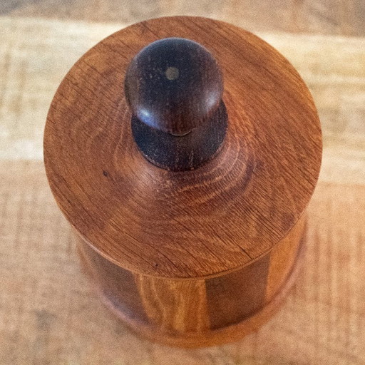 Pot de rangement rond en bois rayé, boîte unique