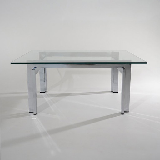 Quadratischer Couchtisch aus Glas und Stahl, 1970er Jahre – eettafels, Metal (photo 2 of 11)