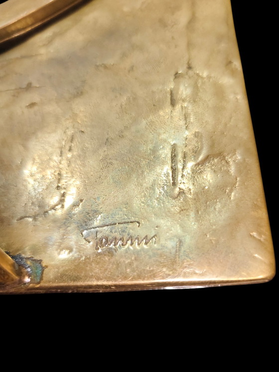 Image 1 of Tonini Brass Mirror & Photo Frame | Italian Brass Mirror Frame Mid Century Design"