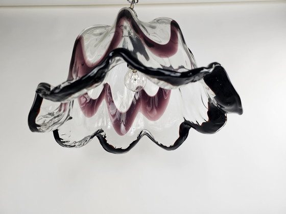 Image 1 of Hanglamp met bogen in transparant en lila kleur uit Italië 