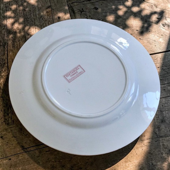 Image 1 of Piatto rotondo antico firmato Sarreguemines, collezione Fontages, in gres rosa