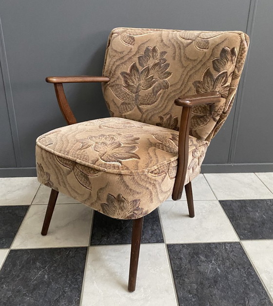 Image 1 of Cocktailstuhl mit Armlehnen, Blumenmuster, 1960er Jahre