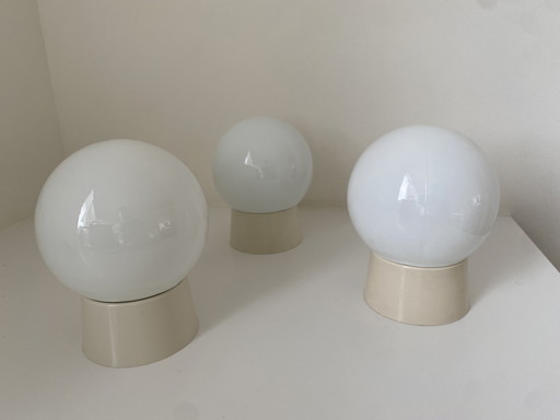 Set of 3 Retro CORODEX wall lamps / globe lamps / ceiling lamps