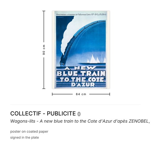 COLLECTIF - PUBLICITE Wagons-lits - A new blue train to the Cote d'Azur d'apès Z