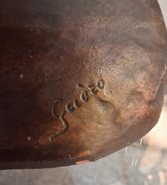 Image 1 of Statua in terracotta. JC Guero, Art Déco in tinta bronzo