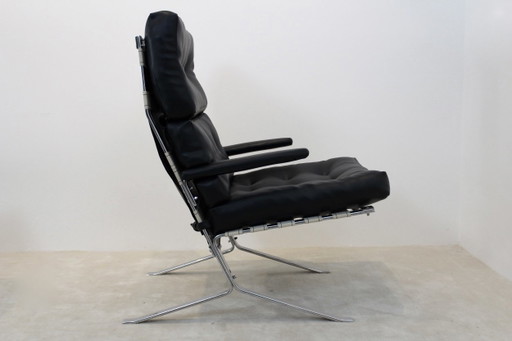 Sillón Lounge Mid Century de respaldo alto en cromo