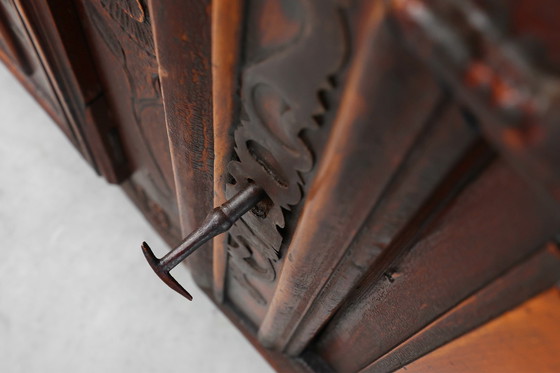 Image 1 of Rare French provincial carved cabinet or buffet with great patina, dated 1841