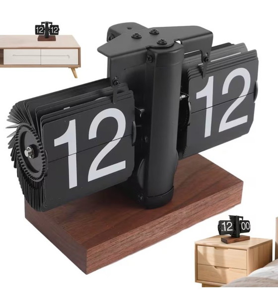 Image 1 of Reloj de bolsillo de metal y madera estilo retro, nuevo en caja.