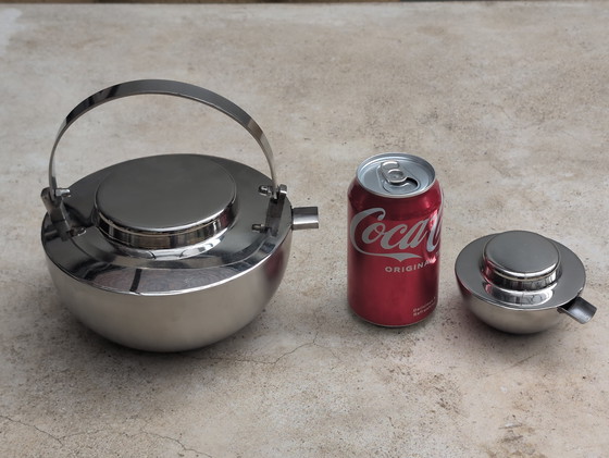 Image 1 of Service à thé Art déco en acier inoxydable.