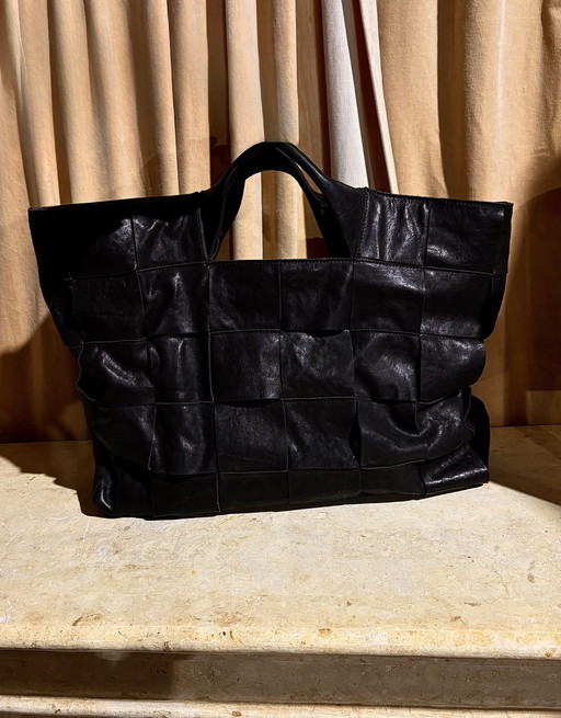 Borsa tote in pelle nera Shabbies Amsterdam – tote tassen, Leather, Textile