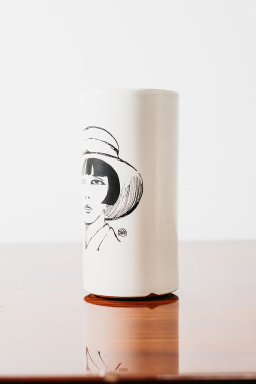 Guido Crepax “Valentina” Venetian Terracotta Ceramic Vase, 1970s Design Art