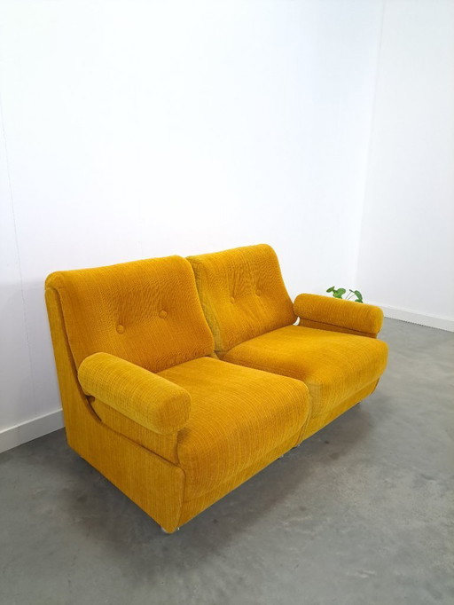Modular sofa, armchairs warm yellow