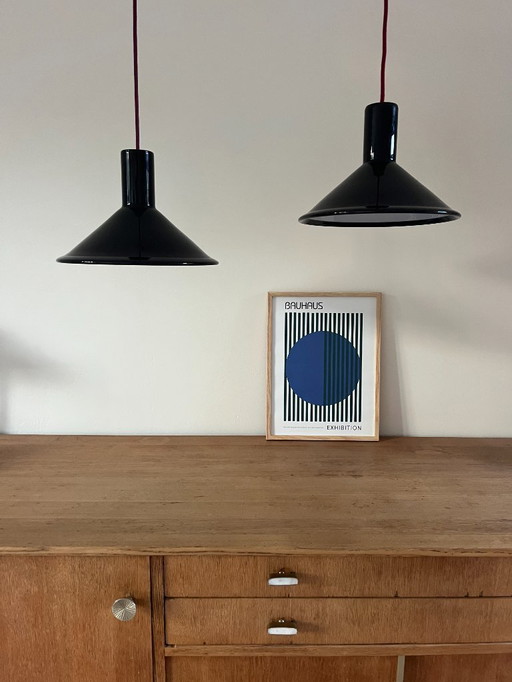 Vintage Holmegaard P&T pendel set of 2 - Michael Bang - Danish design lamp 