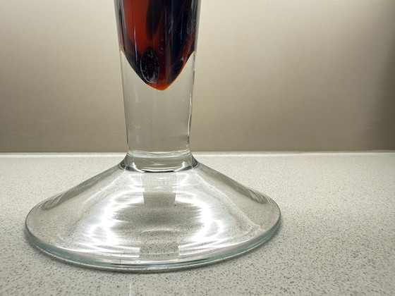 Image 1 of XL Murano Glass Vase – Firework Design in Amber & Brown – 55cm