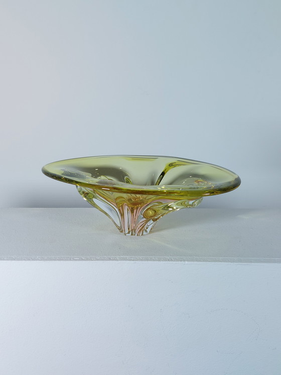 Image 1 of Ciotola per la frutta in cristallo organico vintage di metà secolo