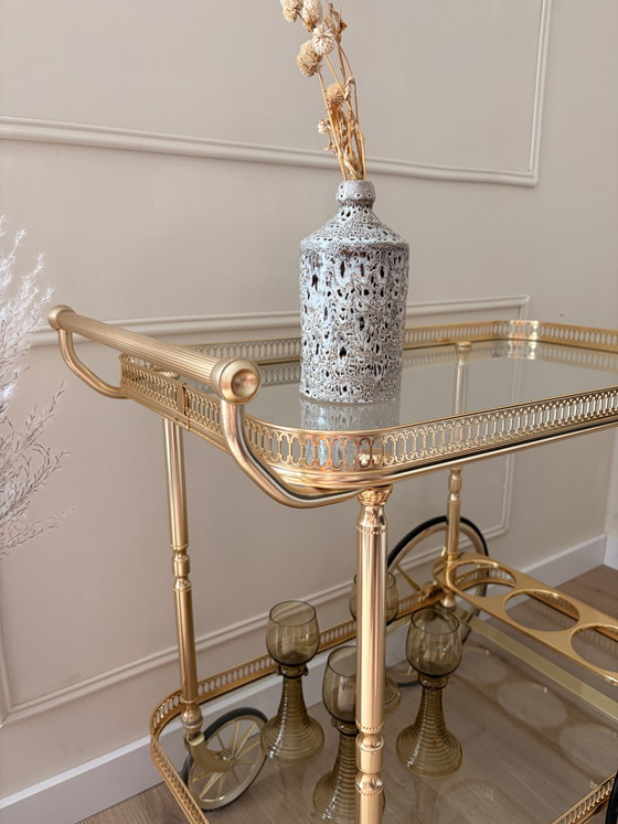 Image 1 of Carrello di servizio vintage placcato oro di Umberto Mascagni
