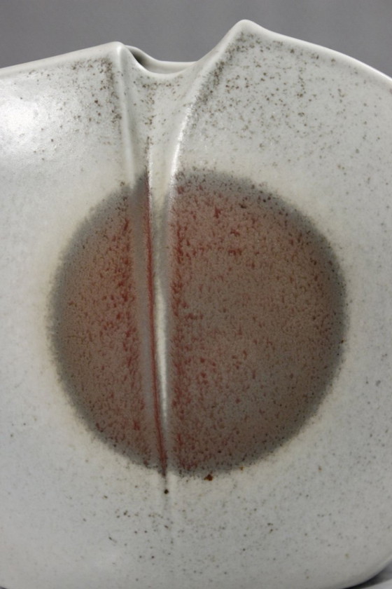 Image 1 of Porcelana Virebent - Jarrón con forma de lente y decoración abstracta, diseño modernista, década de 1970