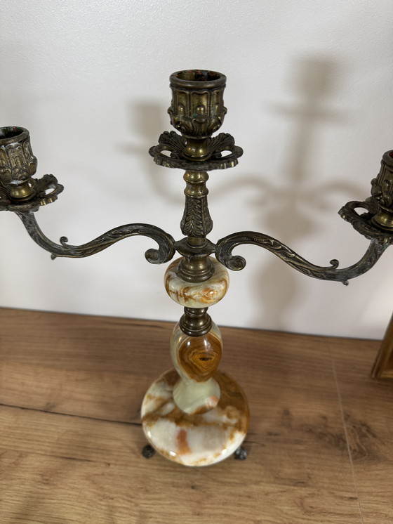 Image 1 of bronze onyx chandelier