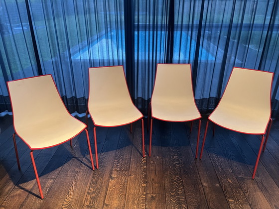 Image 1 of Pedrali 3D chairs, black set of 5 and red set of 4