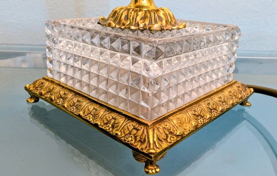 Vintage crystal glass table lamp with brass – Hollywood Regency / 1960s – 77 cm (photo 14 of 16)