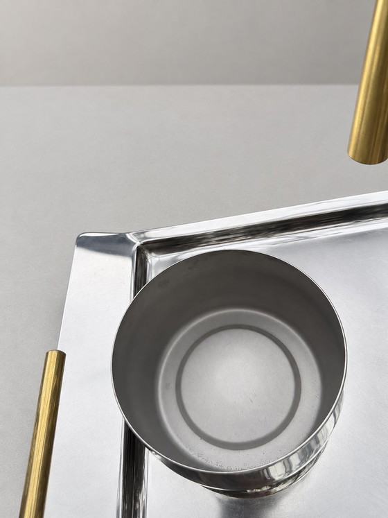 État neuf! Set café vintage Guido Bergna pour Douwe Egberts – 5 pièces design italien (Acier Inoxydable (photo 4 of 10)