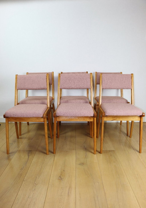 Sedie vintage rosa fucsia boucle - set da 6